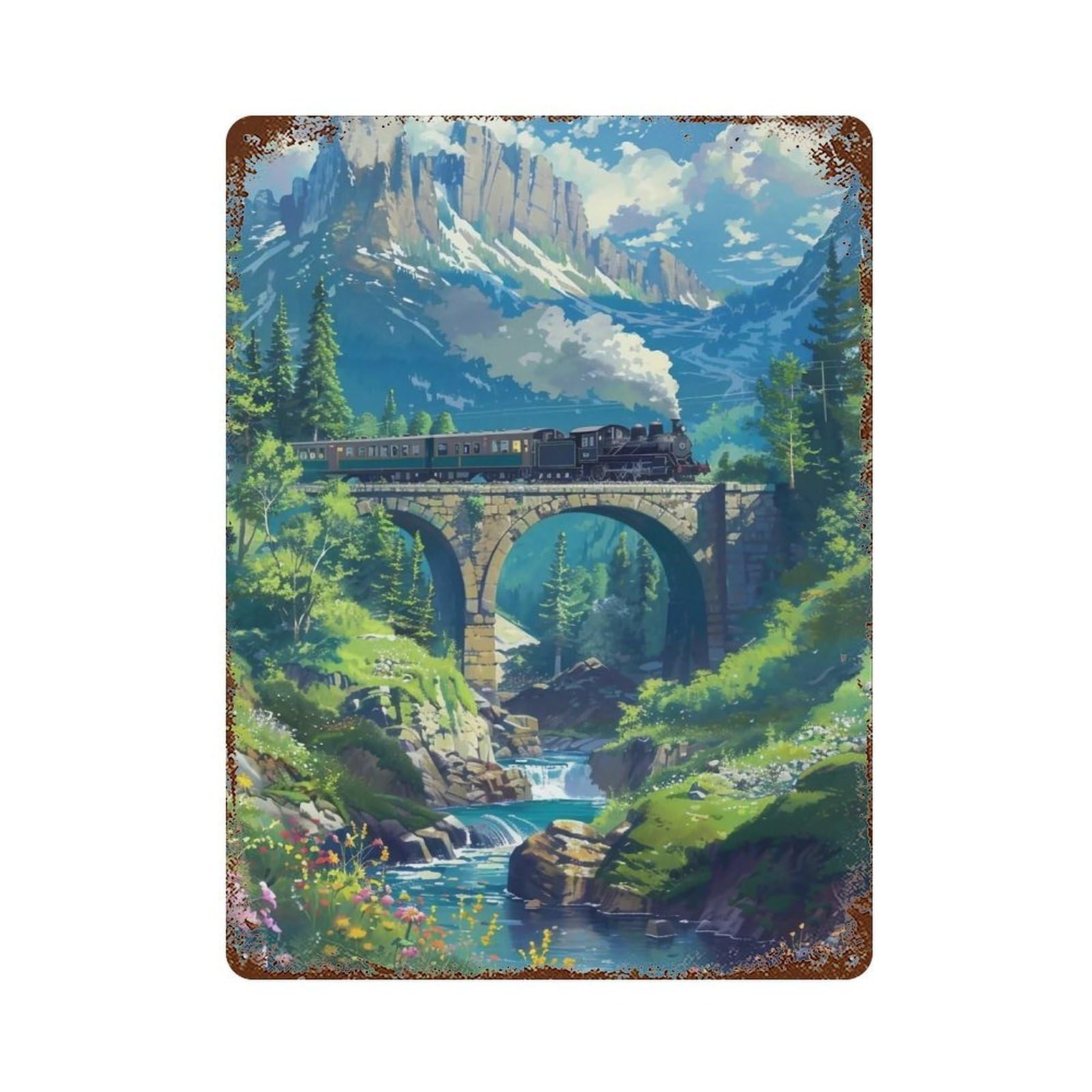 HDURYEYRYY Alpine Steam Journey 03 Wall Retro Iron Vintage Art Metal Tin Sign Poster Modern Home Cofffee Club Art Bar Shop Decor 40x30cm