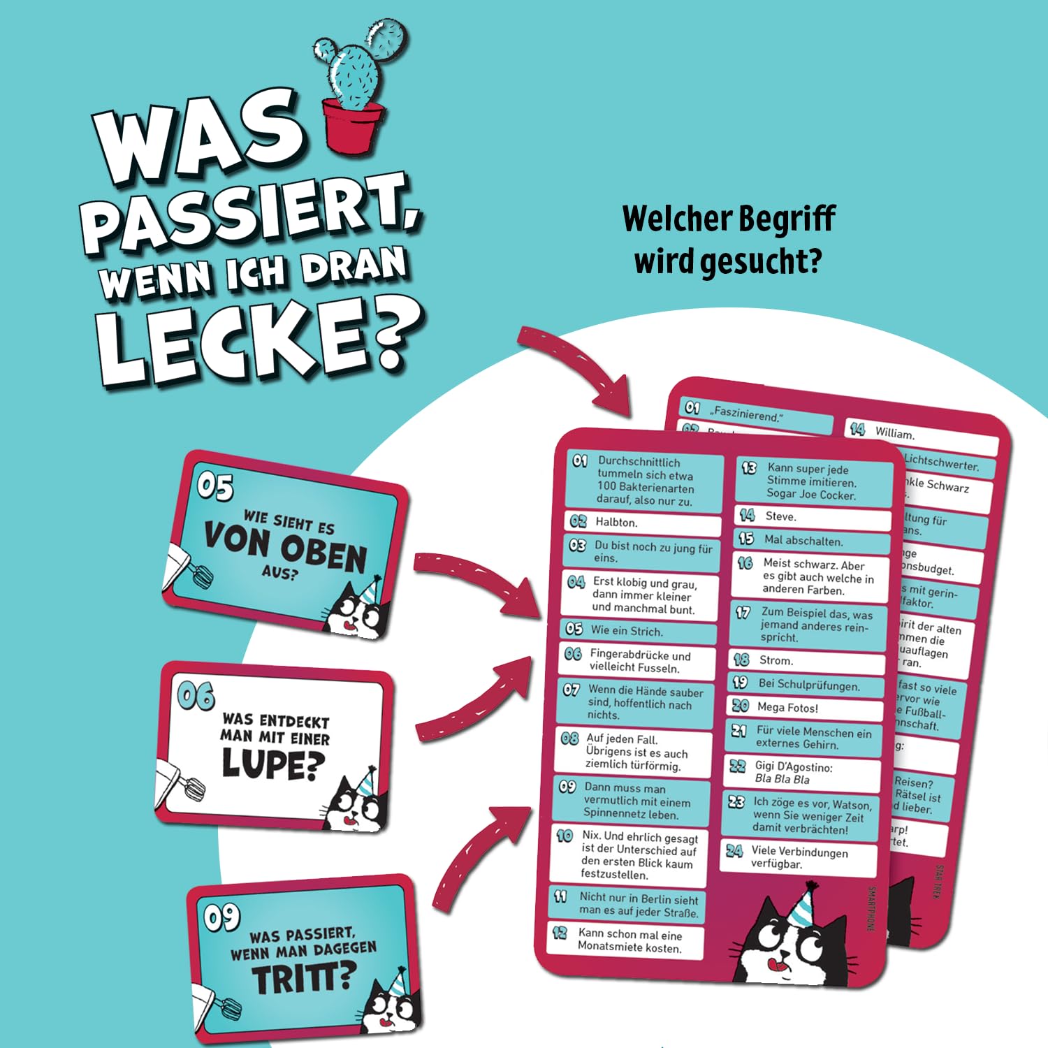 Moses. was passiert, wenn ich dran lecke? - Absurdes Party-Ratespiel mit verrückten & lustigen Fragen, kommunikatives Kartenspiel für 3-8 Spieler ab 14 Jahren - 4