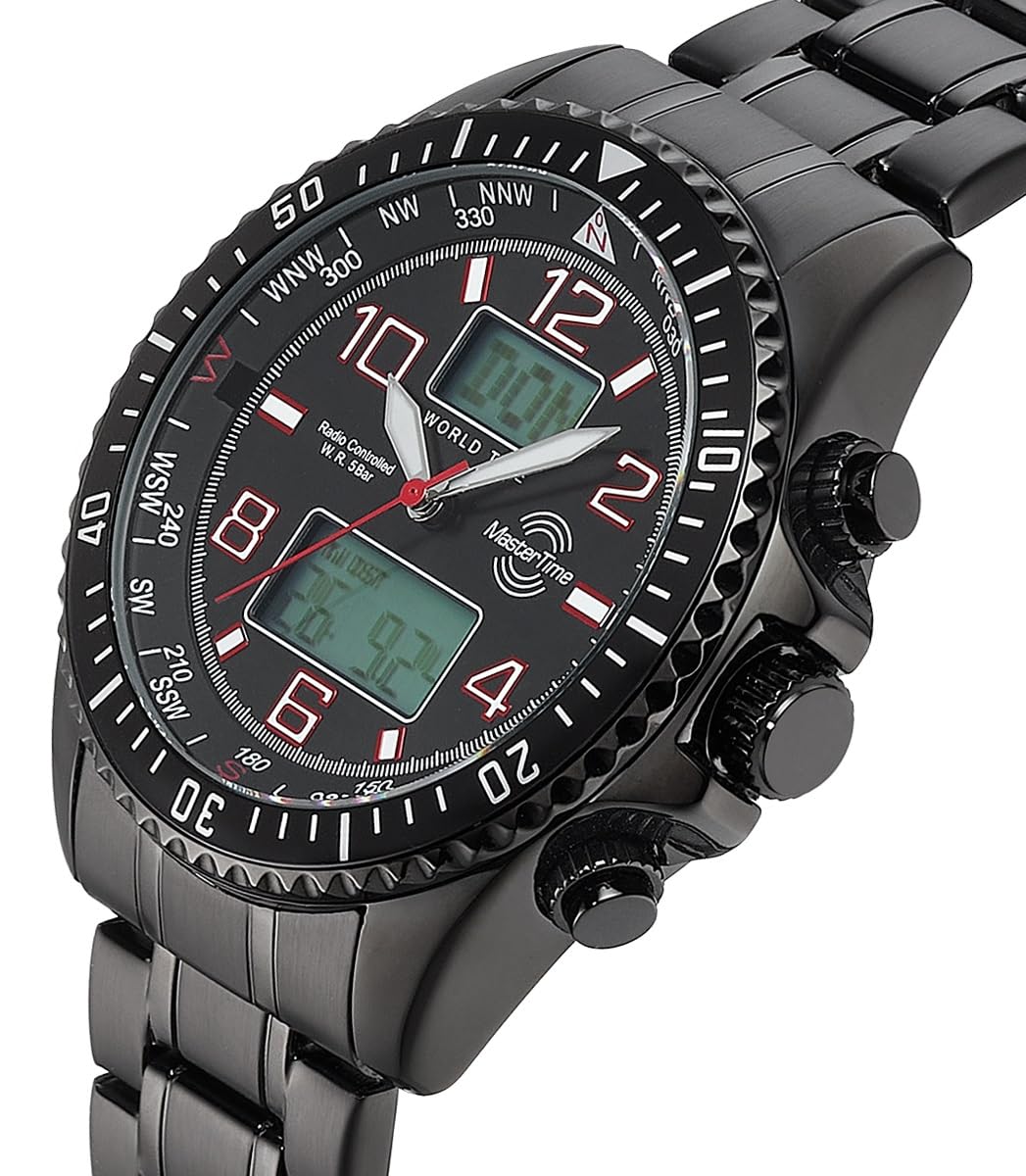 Master Time Funk Quarz Herren Uhr Analog-Digital mit Edelstahl Armband MTGA-10921-22M