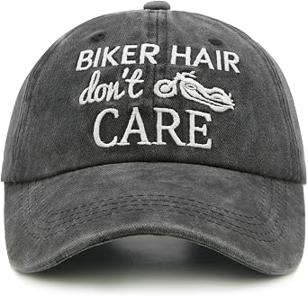 Waldeal Biker Hair Dont Care Hat for Women, Denim Washed Adjustable Baseball Cap