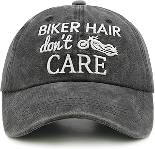 Waldeal Biker Hair Don't Care Hat for Women, Denim Washed Adjustable Baseball Cap