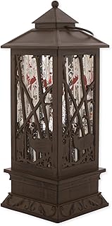 Christmas by Roman Inc., Confetti Lites Collection, 11" H LED Deer Bronze Lantern, Lantern, Snow Globe, Holiday Home Décor, Santa, Cardinal, Nutcracker, Snowman, Reindeer (4x4x11)