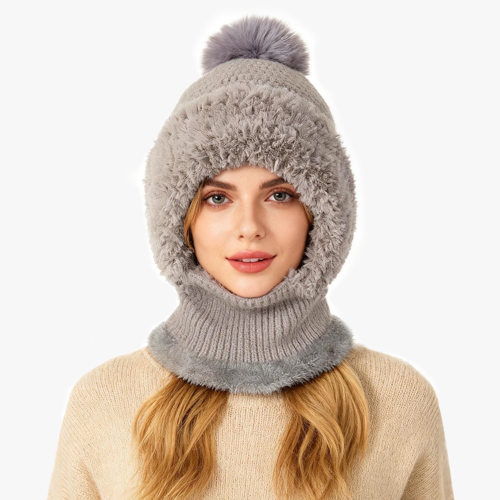 TAGVO Pasamontañas Termico para Mujer, Pasamontañas Invierno Capucha Polar Balaclava de Esquí Multifuncional para Clima Frío Esquí al Aire Libre