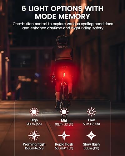 Miniatura 4 de RAVEMEN Luz trasera de bicicleta TR150, luz trasera de bicicleta visible de 280 con detección de freno y función de encendido automático