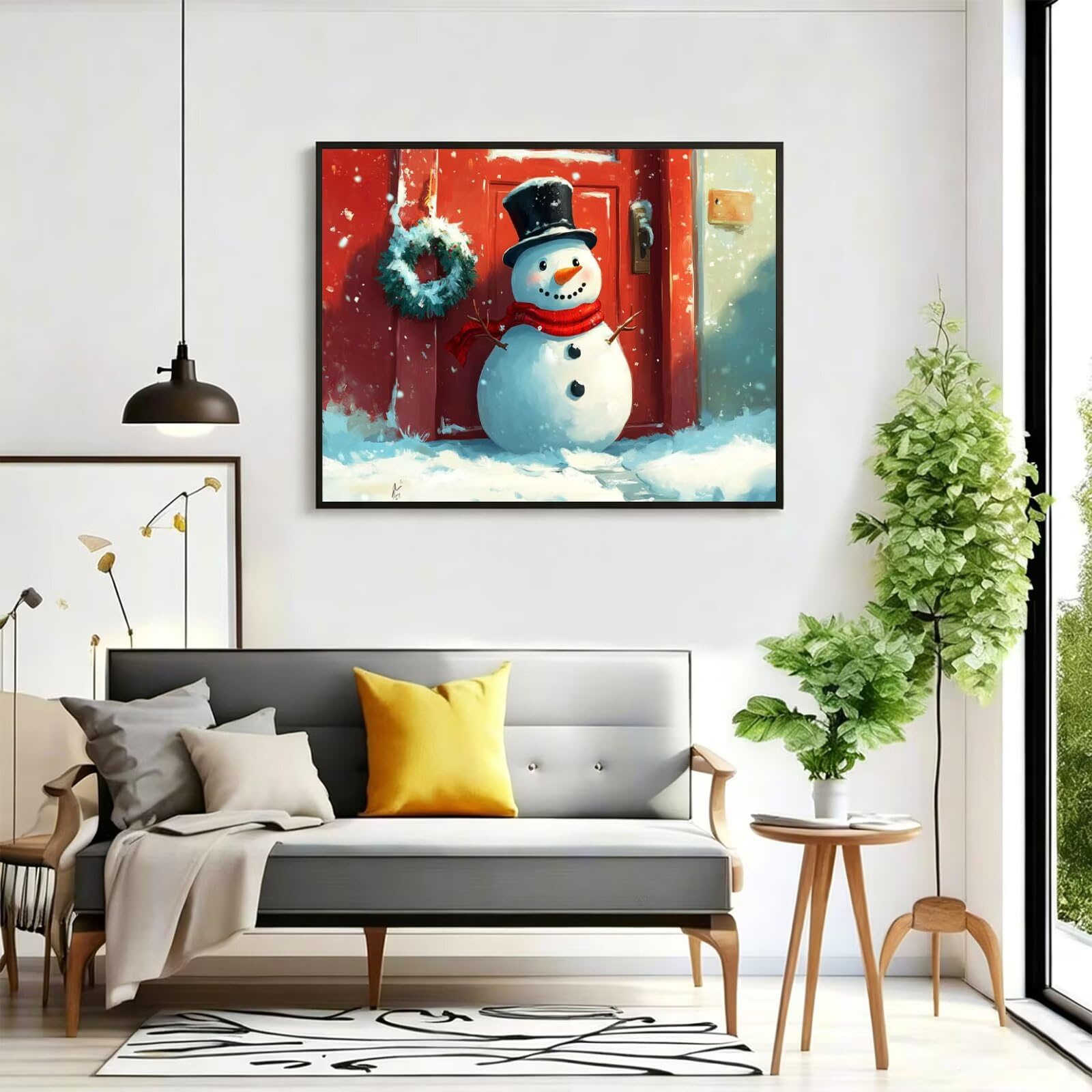 Pintar por Numeros Muñeco de nieve Pinturas Acrilicas invierno Pintura por Numeros Lienzos para Pintar, Pintura Acrilica Manualidades, Decoración Hogar, Regalos Cumpleaños, 90x120cm Sin Marco, q-910