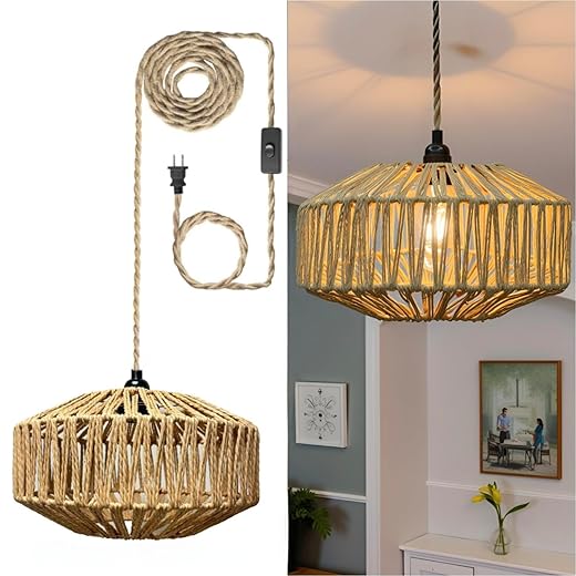 Plug In Rattan Ceiling Lamp - $39.99