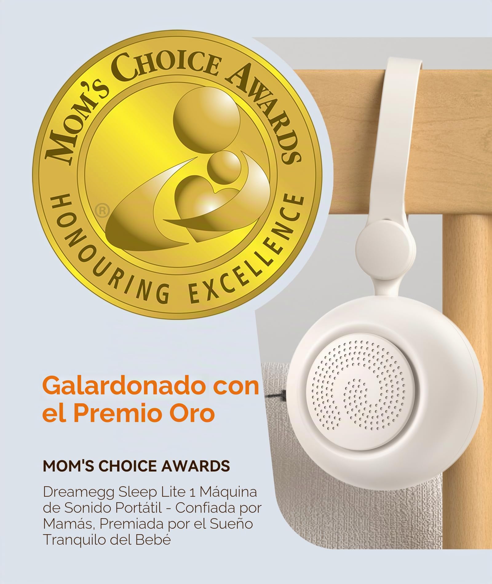Dreamegg Sleep Lite 1 Máquina de Ruido Blanco Portátil Bebé, Maquina Ruido Blanco Bebe con 19 Sonidos, White Noise Machine 30 Volumen 4 Temporizador USB-C Recargable, Regalo Bebe Musica para Dormir