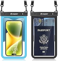Vista 16 de Paquete de 2 bolsas impermeables para teléfono, funda impermeable de 10 pulgadas con cordón, IPX8, bolsa seca para teléfono celular, artículos