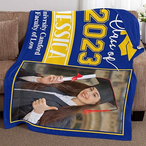 Miniatura 6 de YESCUSTOM Manta de graduado personalizada con collage de fotos, manta de fotos personalizada para graduados de clase de 2023, manta personalizada