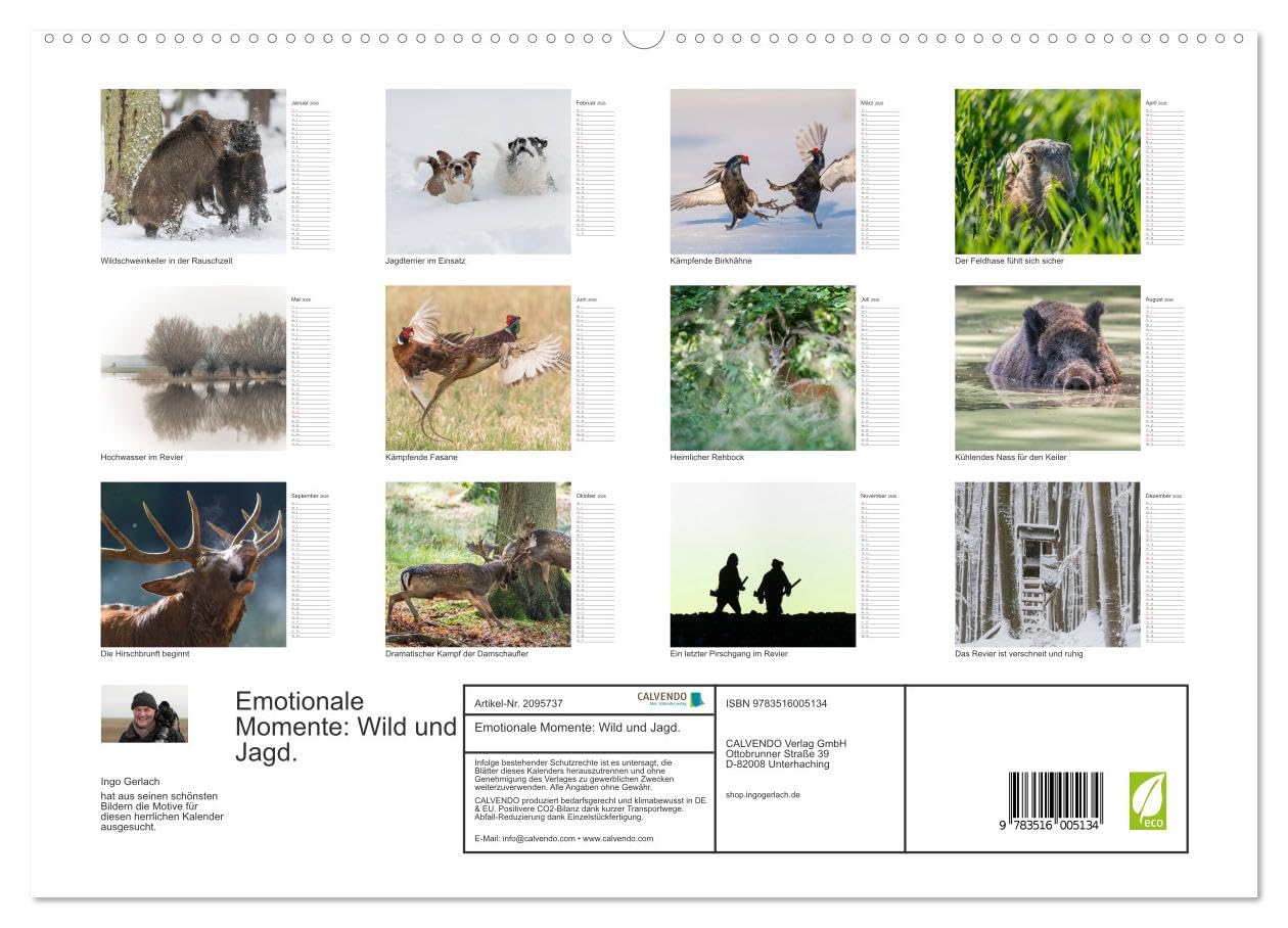 Emotionale Momente: Wild und Jagd. (hochwertiger Premium Wandkalender 2026 DIN A2 quer), Kunstdruck in Hochglanz: Der Planer für alle Jäger und Jagdfreunde. (CALVENDO Hobbys)