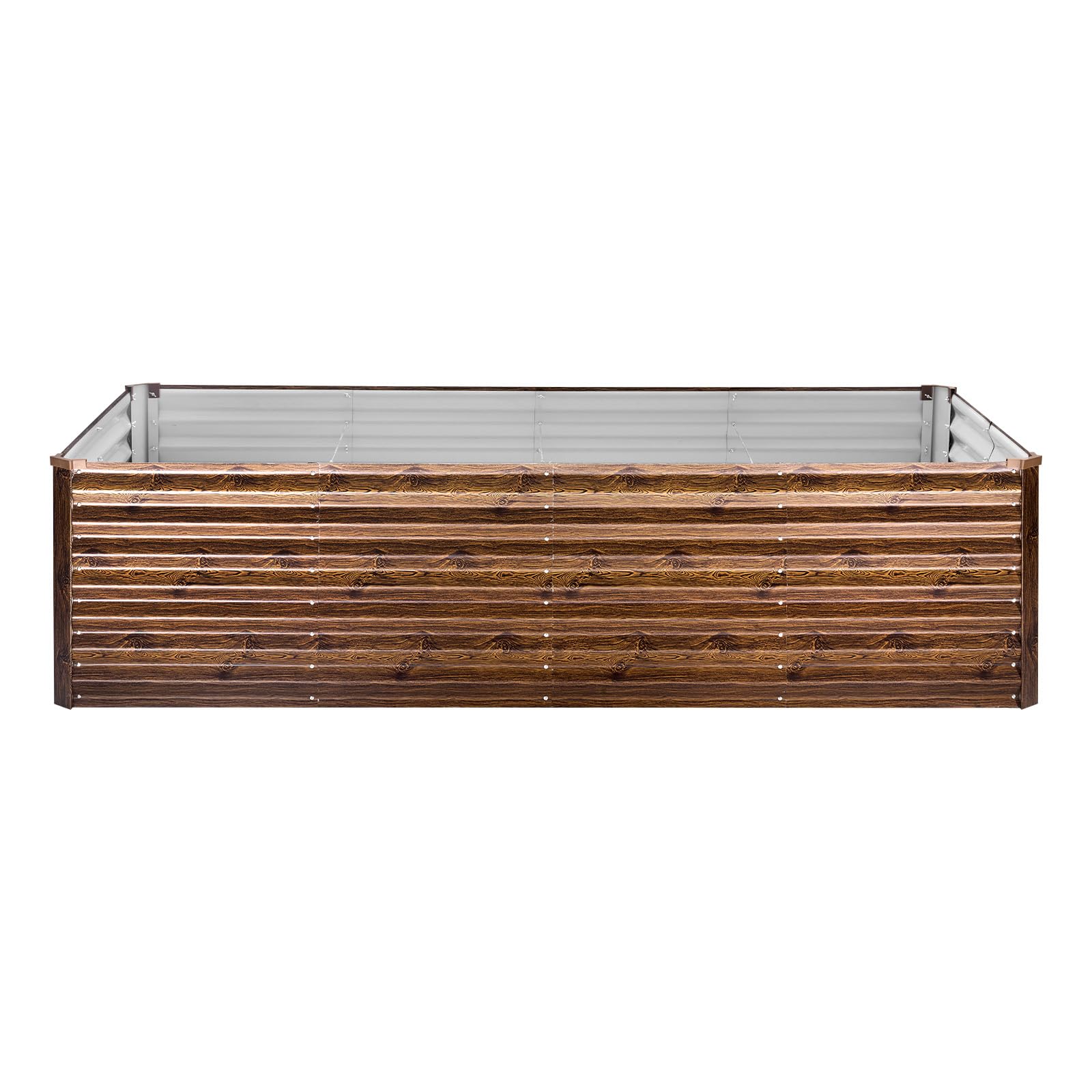 VEVOR Potager Surélevé Métal 240x120x62 cm Carré Potager Surélevé Rectangulaire Lit de Jardin pour Culture Légumes Fleurs, Fond Ouvert, Galvanisé Aluminium-Zinc, avec Gants, Aspect Grain Bois Foncé