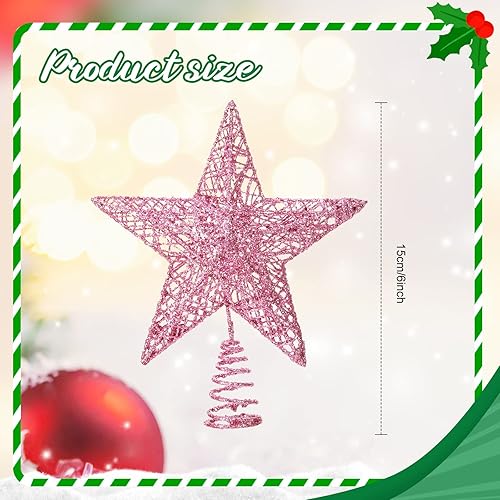 Miniatura 2 de Sratte Decoración de árbol de Navidad con purpurina de 6 pulgadas, estrella de Navidad de metal de 31.5 pulgadas, falda de árbol de Navidad con