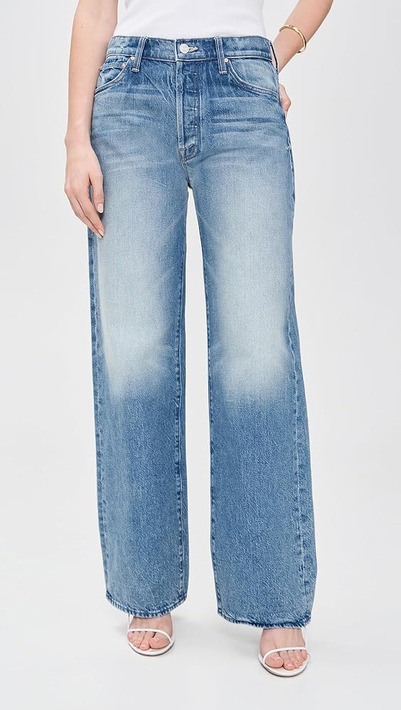 ボトムスその他 Mother Jeans The Dodger Sneak light blue washed MOTHER Women's The Dodger Button Sneak Jeans, Wipeout, Blue