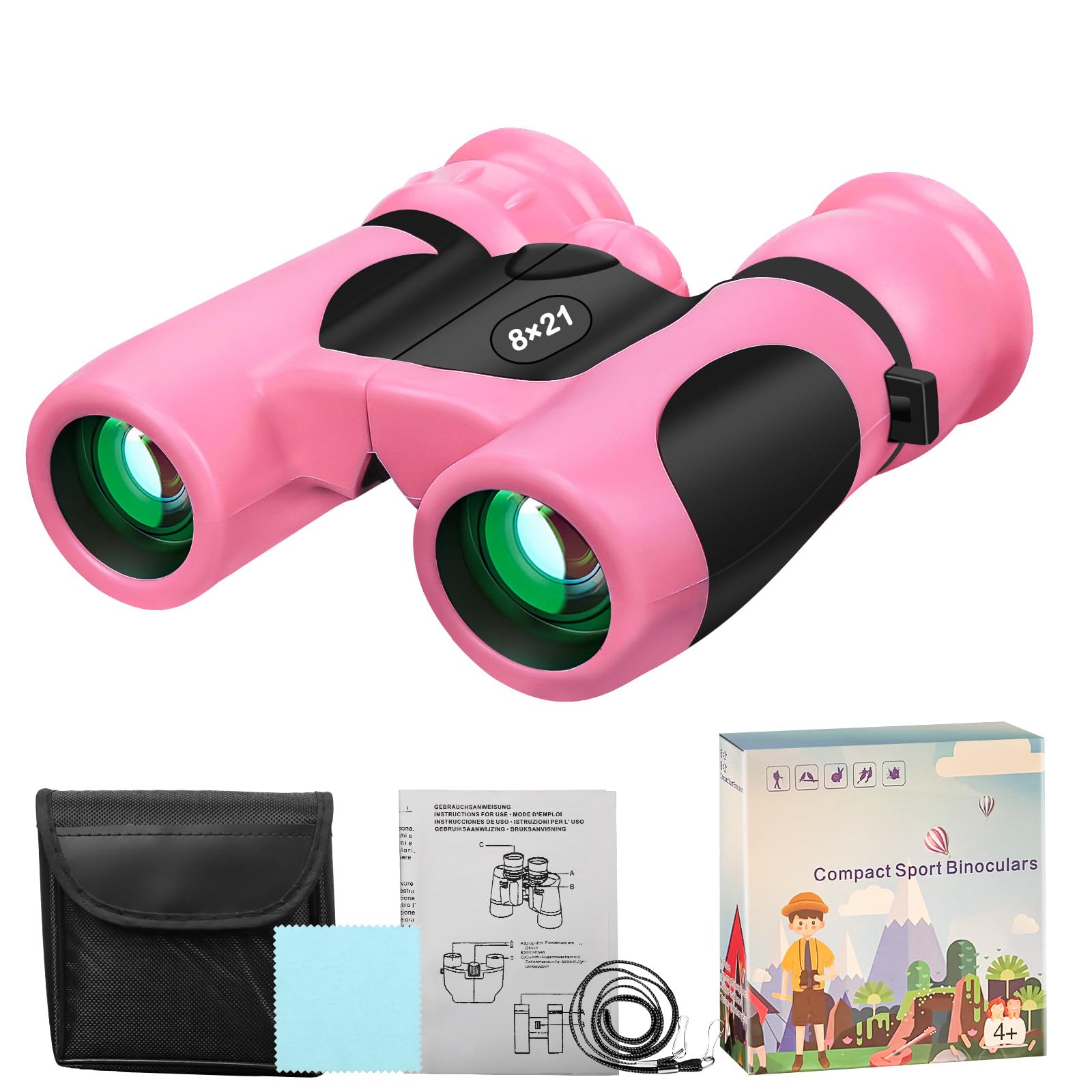BLACKICE Binoculars for Kids 8x21 Pink