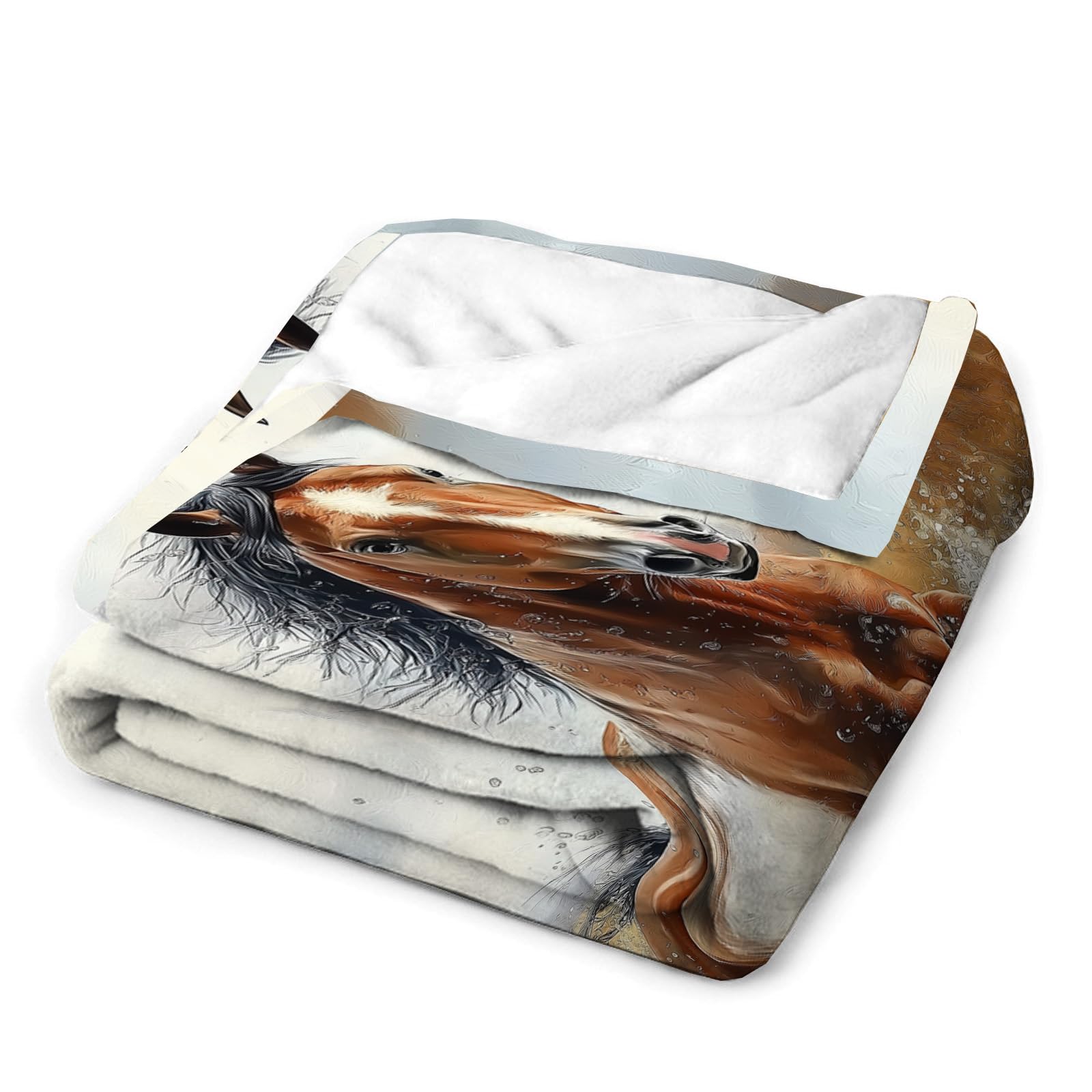 Coperta Cavallo Al Galoppo Pile, Coperta Letto Singolo Matrimoniale 220X240Cm Flanella, Motivo Animale Coperta Divano Grande Caldo Morbida E Accogliente, Coperta Da Divano