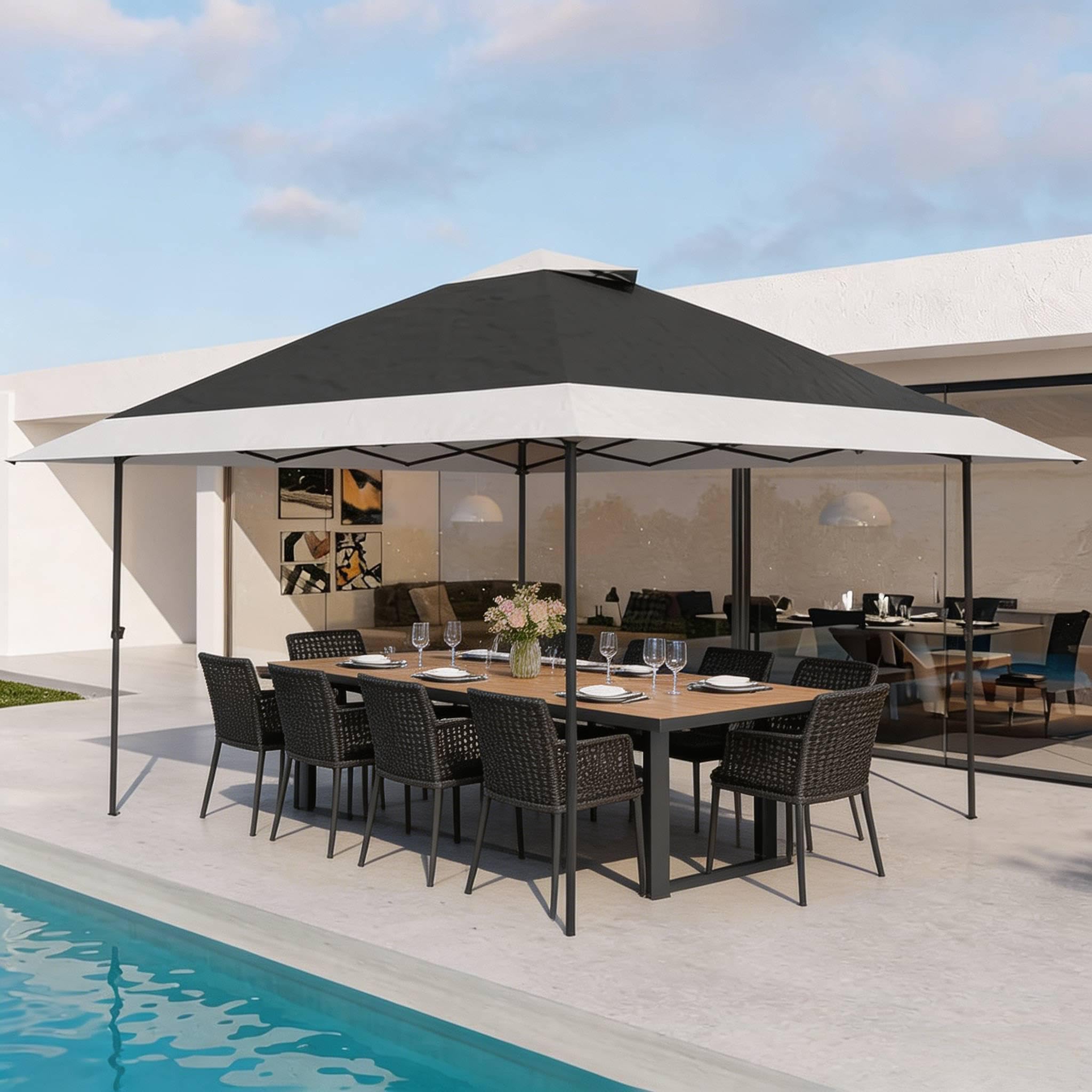 GarveeTech Pop Up Gazebo 13x13 ft, Outdoor Canopy Shelter with 4 Sandbags & 8 Stakes, Instant Gazebo Tent for Lawn Garden Backyard Deck, Waterproof UV Resistant