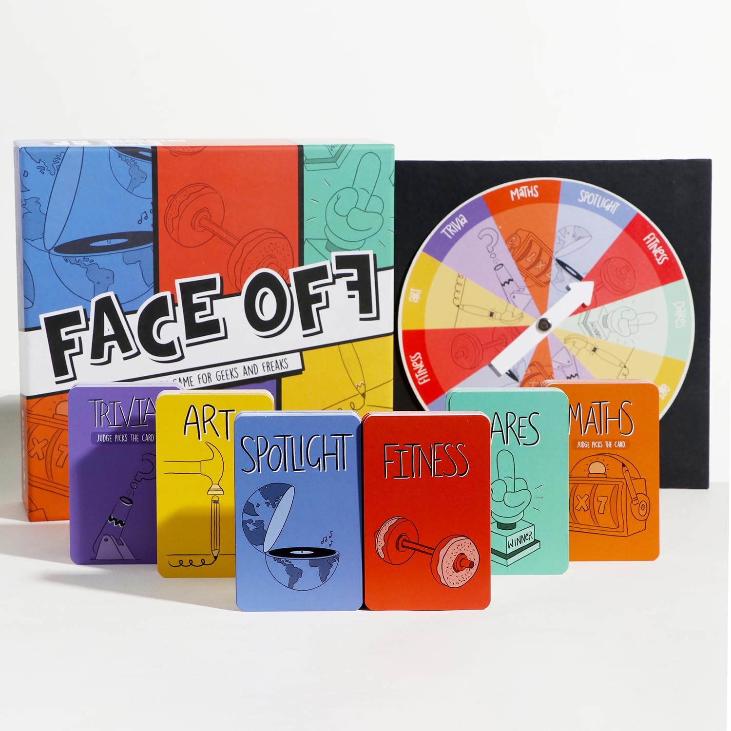 Oye Happy Face Off Party Card Game - 6 Unique Challenges for Geeks & Freaks - Deck of Funny Trivia & Dare Cards - Group Party Games for Adults - Includes Spin Wheel, Clay Blocks, Note Pads, Pencils (B0CR7DSW36) Amazon Price History, Amazon Price Tracker