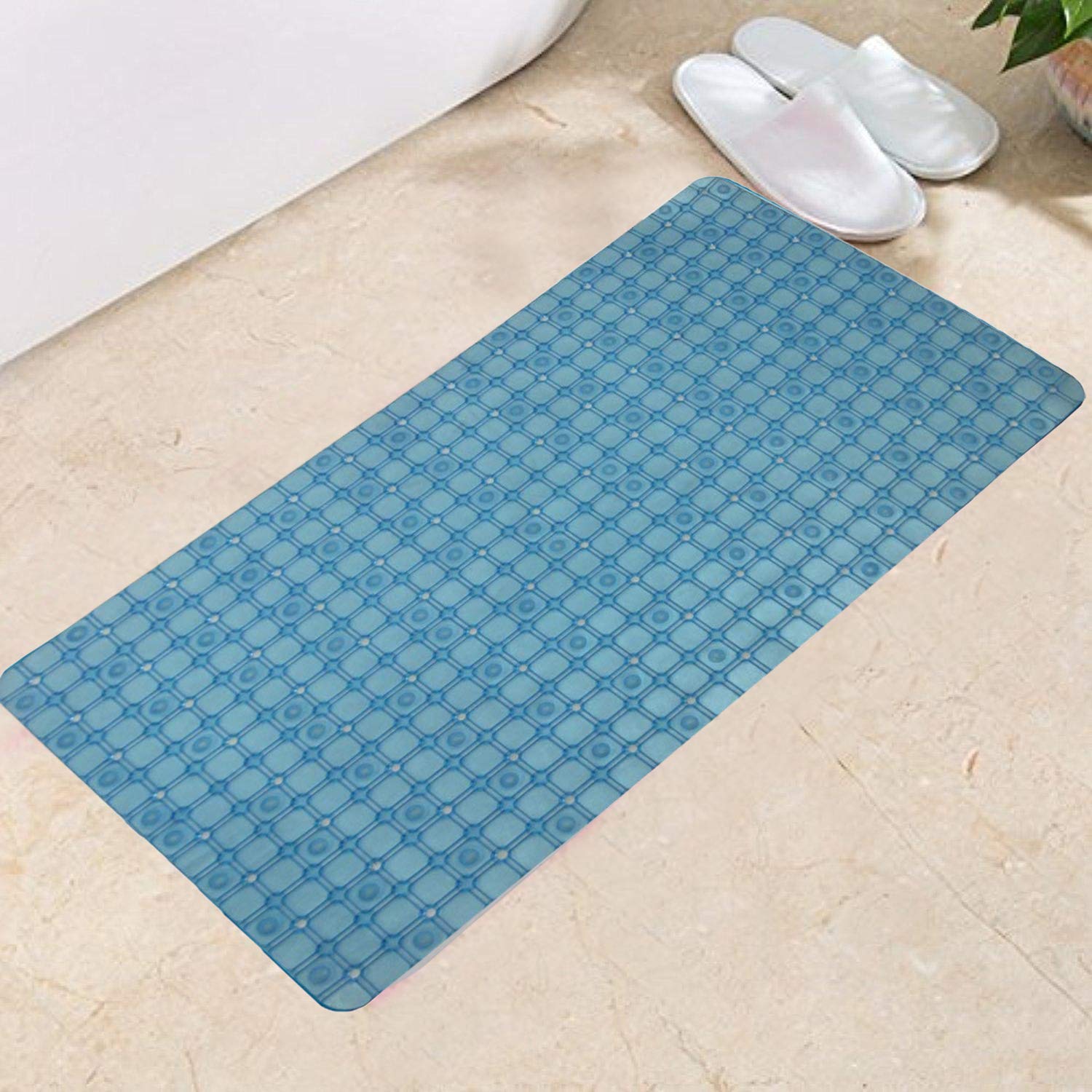 Kuber Industries PVC 1 Piece Bath Mat with Suction Cups (Sky Blue)-CTKTC5593