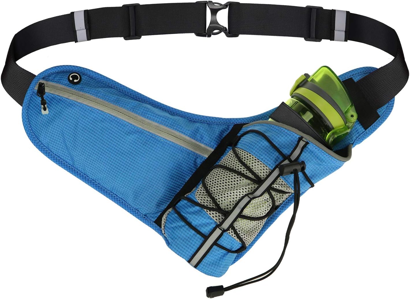 QBStrong Running Belt with Water Bottle Holder, Hydration Running Belt Waist Pack for Running Reflective and Water Resistant Fit All Smartphones, Ideal for Cycling, Fitness, Jogging (Soft Blue)