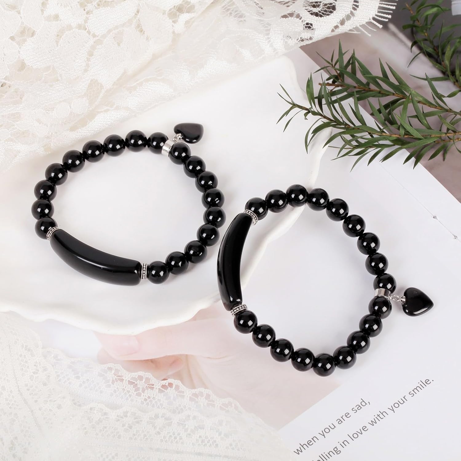 TUMBEELLUWA Healing Stone Bracelet 8mm Beads Chakra Crystal Energy Heart Charm Bracelet Handmade Jewelry for Women - Image 5