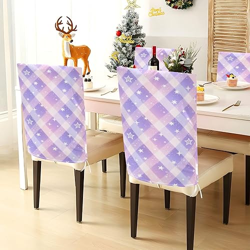 Miniatura 3 de Pastel Glitter Stars Chair Slipcovers Soft or Wedding Set of 2 decoración High Back Chair Covers protectores de sillas para comedor