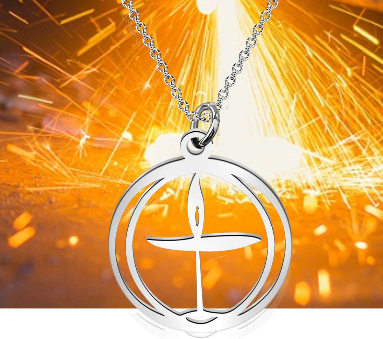CENWA Flame Symbol Talisman Pendant Stainless Steel Jewelry
