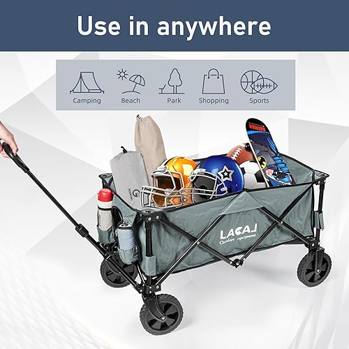 Miniatura 5 de Carro plegable plegable, carro plegable resistente, carrito portátil con ruedas estrechas todo terreno para jardín al aire libre, picnic, playa,