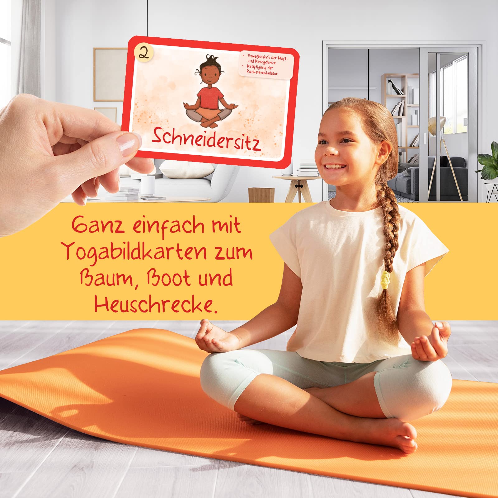 Kinderyoga Bildkarten, 39 Yogakarten mit Bildern und Reimen, Yoga Karten für Kinder, Yoga Übungen anschaulich erklärt