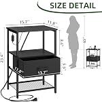 Somdot Nightstands avec station de recharge, Table de chevet avec LED Lumière pour la chambre, Table d'extrémité avec tiroir pour le côté du lit, Halle d'entrée de placard, Noir