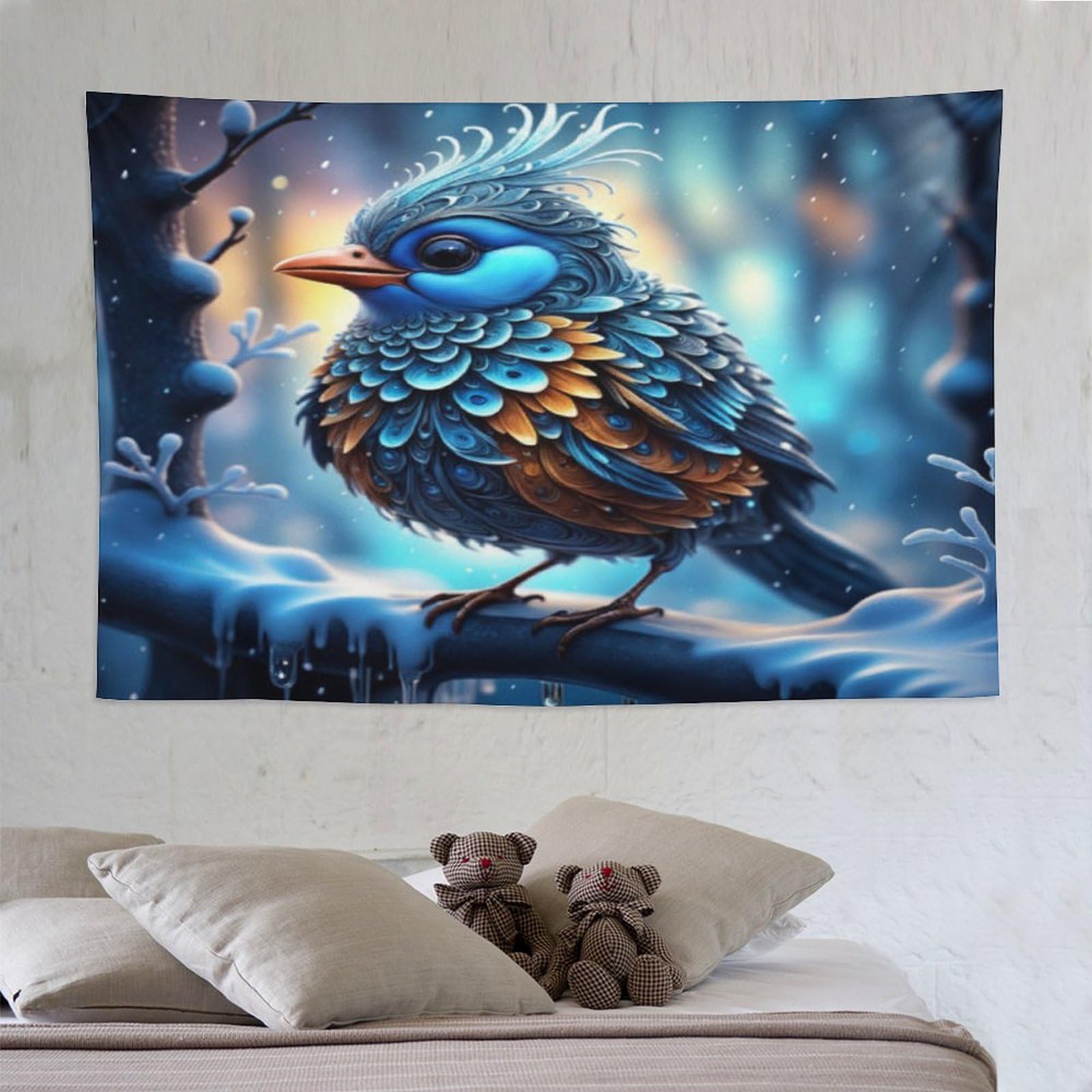 Tenture murale oiseau PAZZK grand format 150x230 en impression 3D - 8