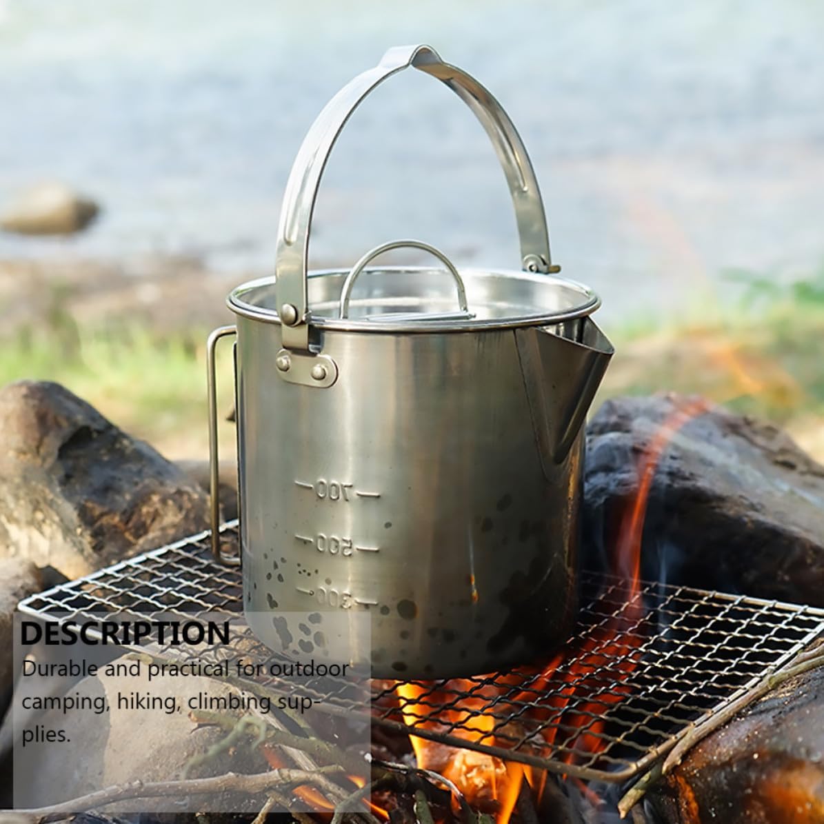 Portable Stainless Steel Kettle Cookware Set for Camping Hiking