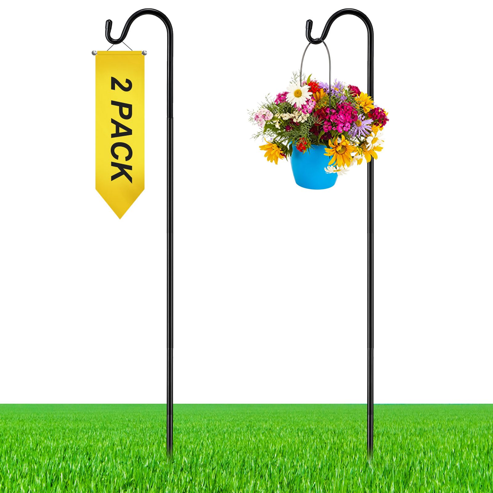 2 Pcs 55 Inch Shepherds Hook for Outdoor Adjustable Bird Feeder Pole