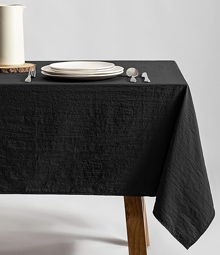 Vitalizart Mantel rectangular color negro de 54 x 108 pulgadas, impermeable, lavable, mantel cuadrado, mantel de tela para cocina, comedor, fiestas,