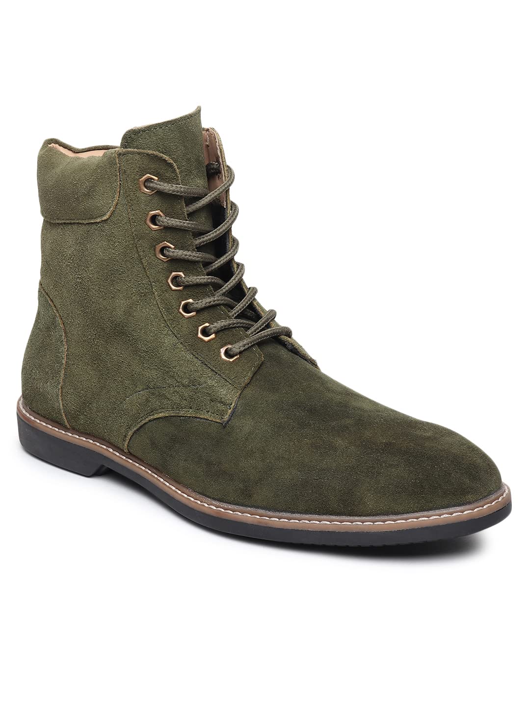 TEAKWOOD LEATHERS Mens Chalsea Boot with Laces | Solid Round Toe Suede Mid-Top Shoes for Men (42, Olive Green) (B0B2LT5VQ4) Amazon Price History, Amazon Price Tracker