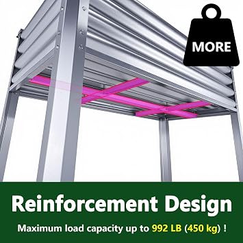 Raised Garden Bed with Legs Galvanized High Raised Boxes Outdoor Planter Box for Vegetables Flowers Herb Balcony Backyard (4 * 2 * 2.6 FT/120 * 60 * 80 CM, Metal, with Bottom Plate)