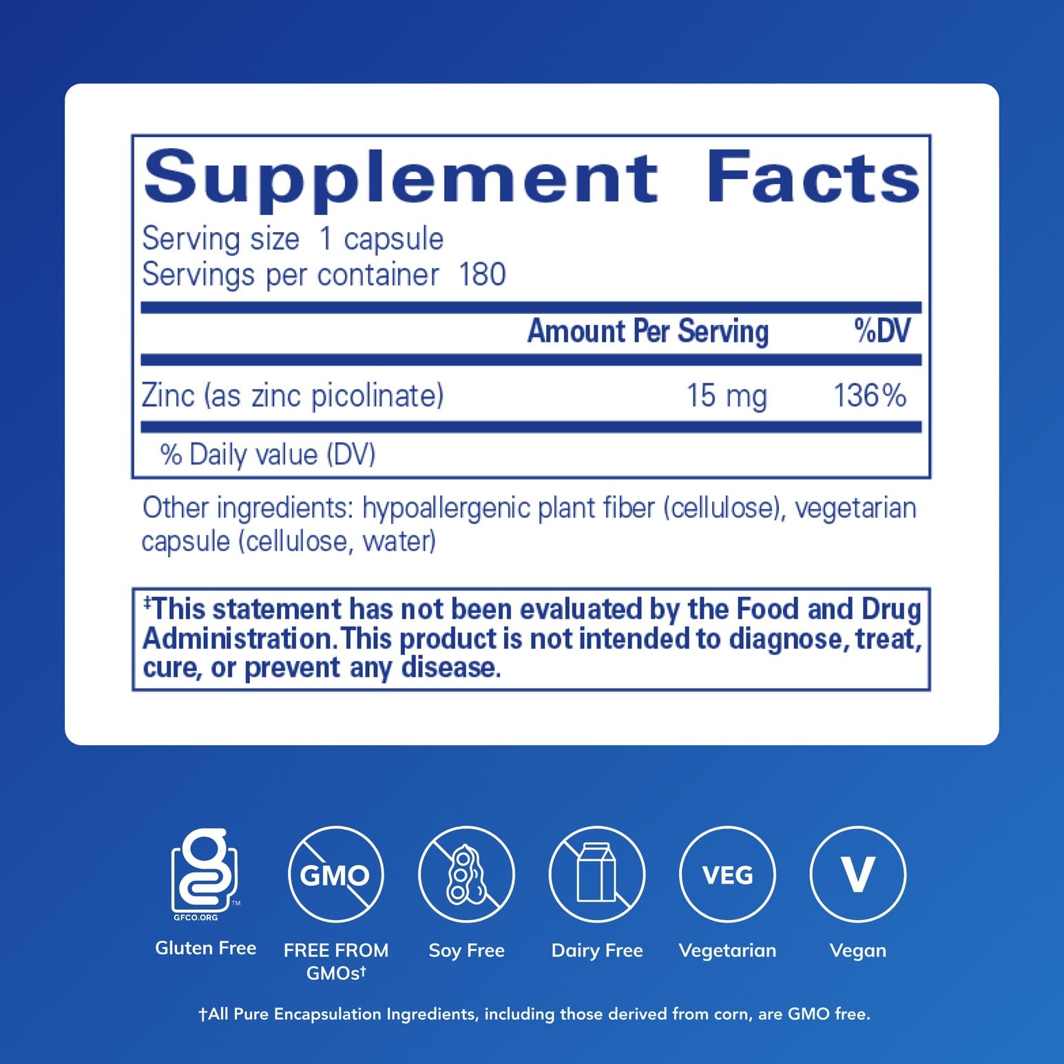 Pure Encapsulations Zinc 15 mg, 180 Capsules — Amazon image 2