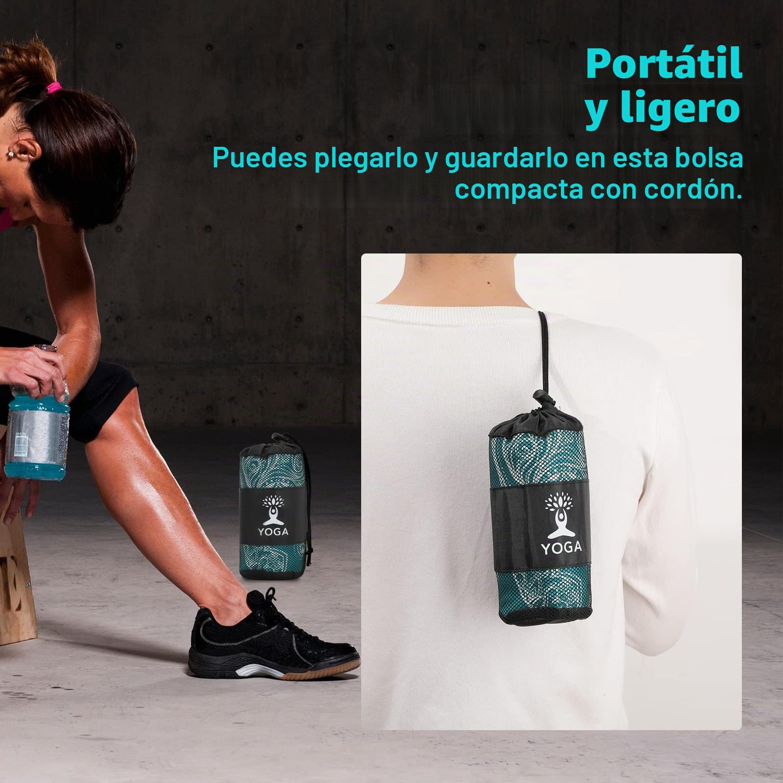 MoKo Manta de Yoga, [69,5x189cm] Toalla de Yoga Antideslizante de Poliéster y Nylon con Bolsillos de Esquina para Colchonetas, Secado Rápido para Gimnasio Pilates Playa