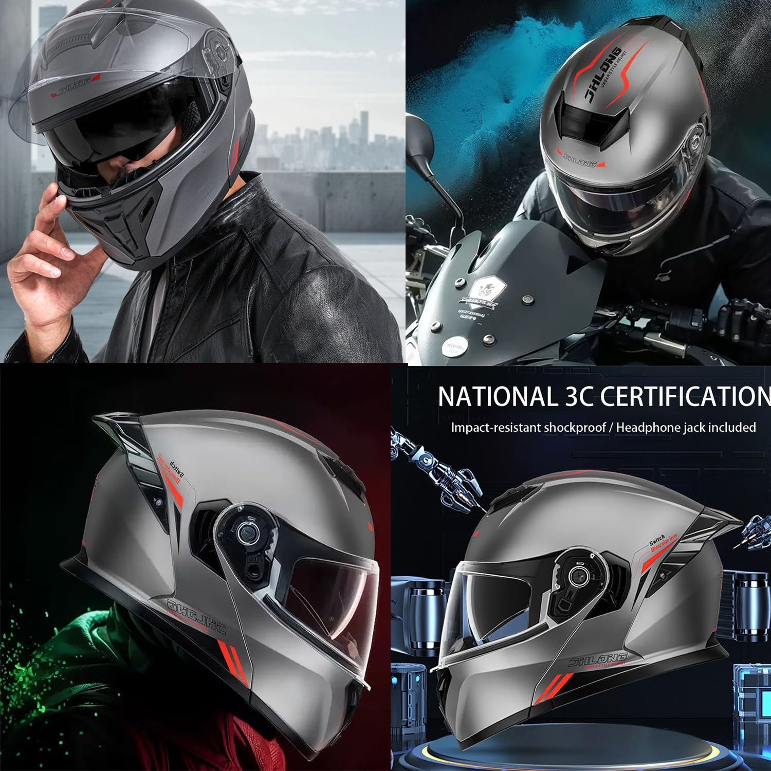 Casco De Moto Modular Bluetooth, Casco Abatible con Doble Visera, Homologado ECE 22.06, Doble Visera Doble Lente Sistema De Ventilación, Guantes, para Adultos, Hombres Y Mujeres A,2X-Large