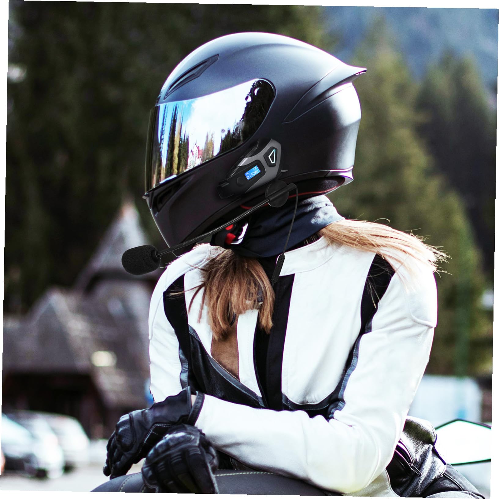 Cabilock 1200mah Cuffie per Moto Microfono e Cancellazione del Rumore Supporto per Caschi da Ciclismo Cuffie Wireless Impermeabili Memoria Integrata per Musica e Chiamate Chiare