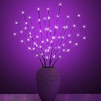 Vista 8 de Luz LED de rama que funciona con pilas, ramas iluminadas, jarrón, ramita de sauce iluminada, 30 pulgadas, 20 LED para decoración de Navidad, hogar