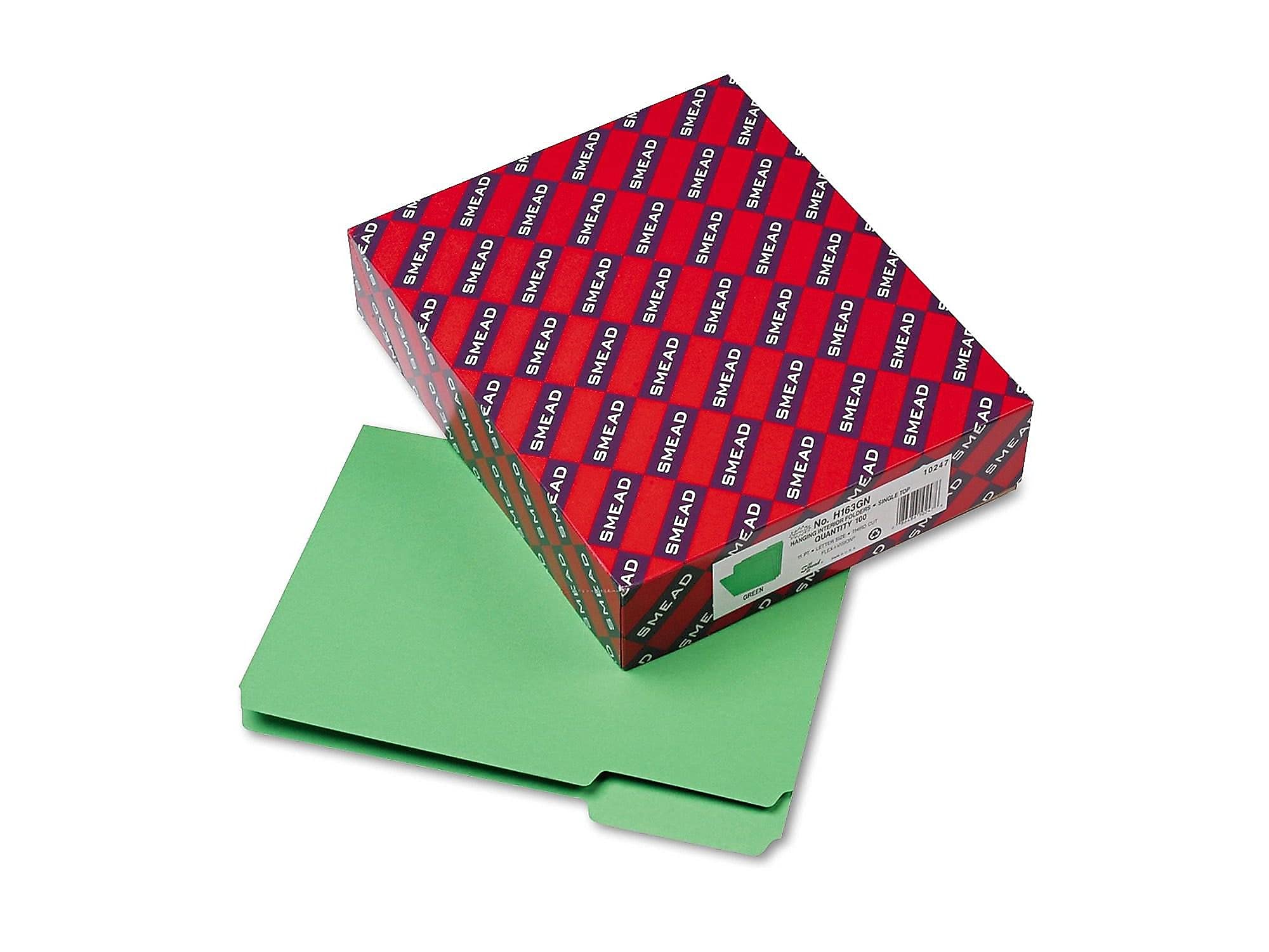 Smead File Folders 1/3 Cut Letter Green (100) Plastique Vert fichier - fichiers (Plastique, Vert, Letter, 295,3 mm, 233 mm)