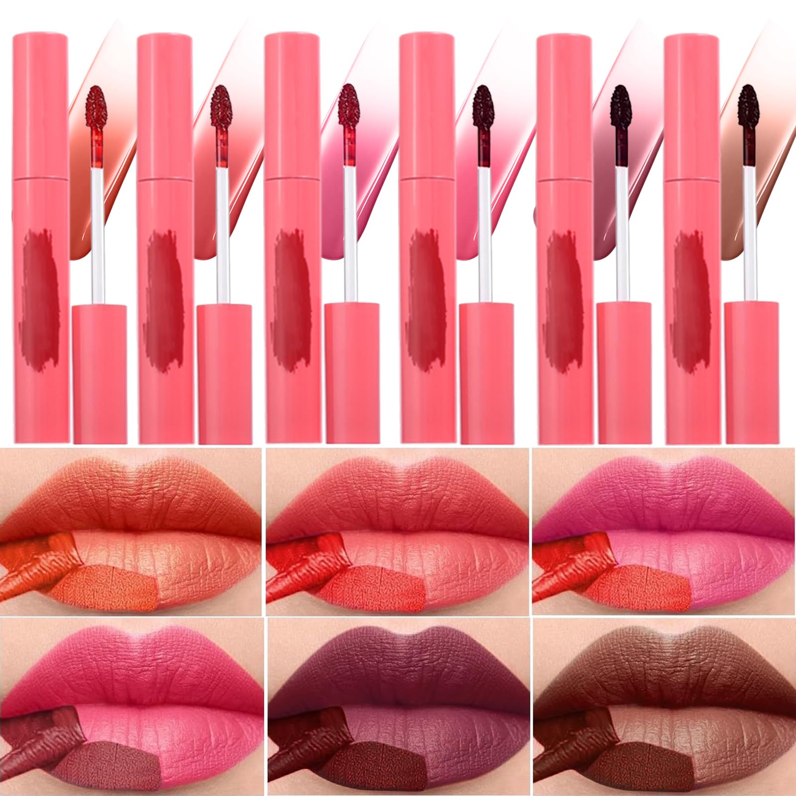 6 Colors Peel Off Mask Lip Gloss Set, Tattoo Magic Color Matte Natural Reveal Lip Stain Lip Tint