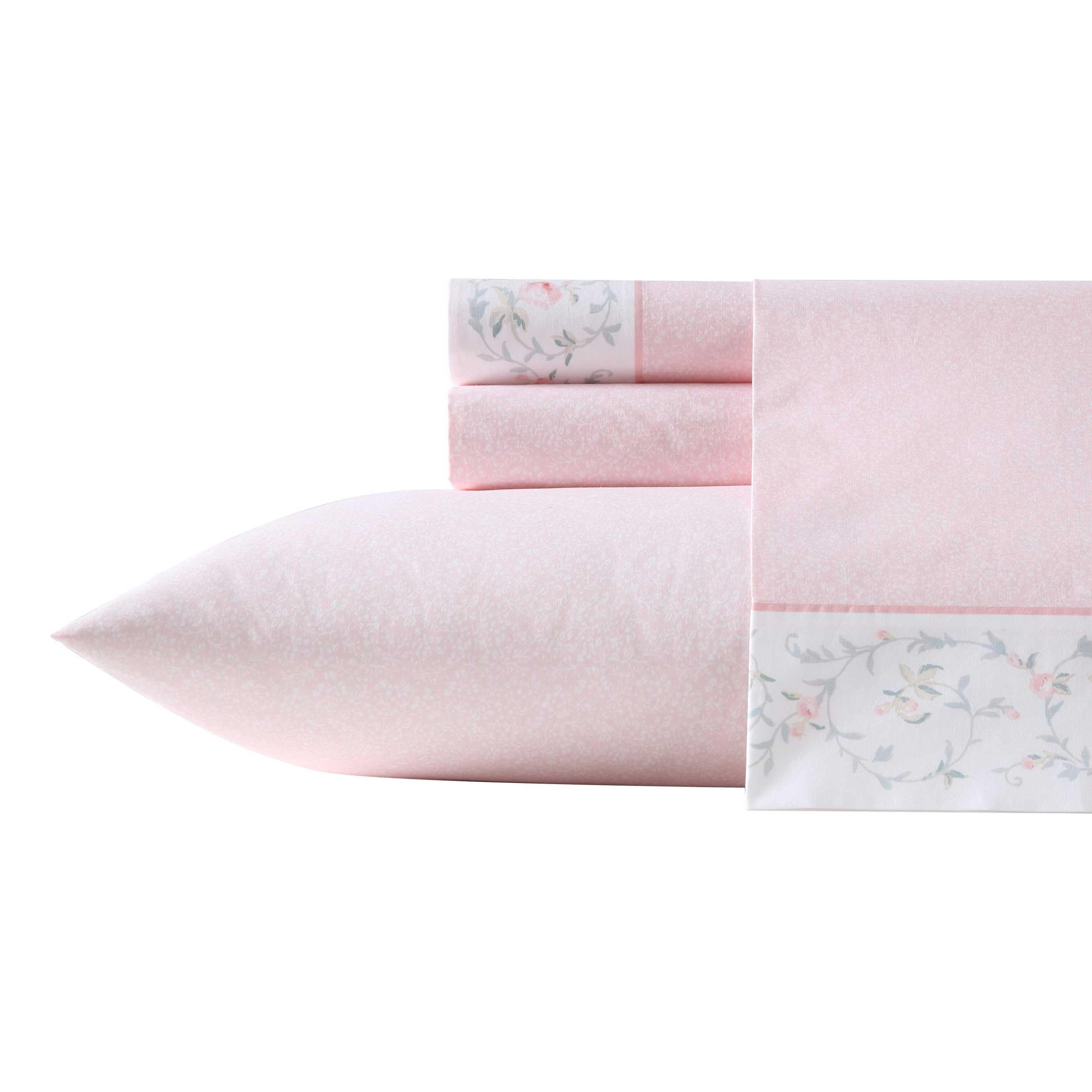 Amazon.com: Laura Ashley - Queen Sheets, Cotton Percale Bedding  Laura Ashley King Cotton Percale Sheet Set White Embroidered Pink Hearts main image 1