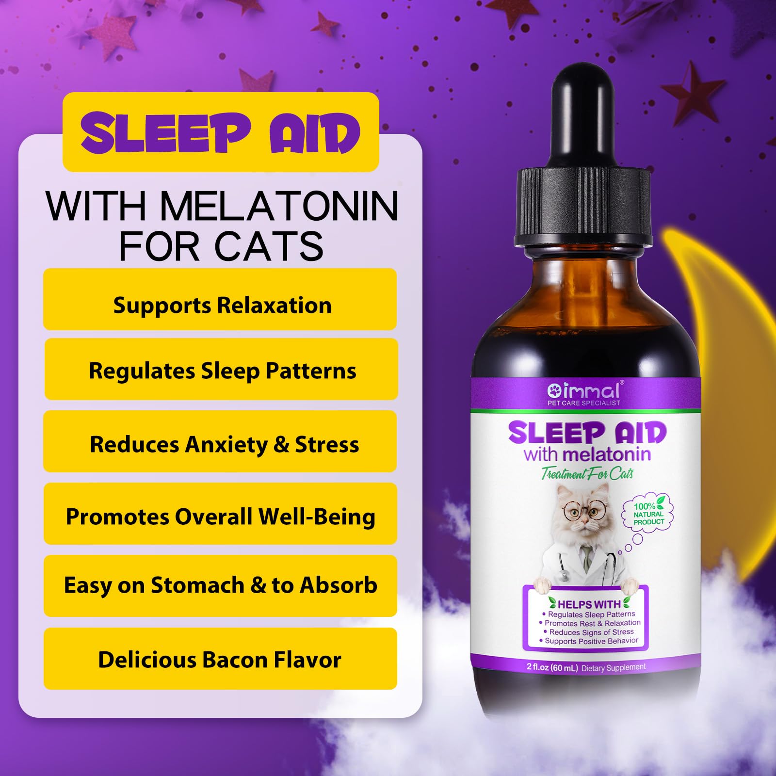 ValaVie Melatonin For Cats Cat Calming Cat Sleep Aid Cat Melatonin Cat Anxiety Relief Relaxants & Anxiety Relief For Cats Cat Calming Drops 60ml (120ML) - Image 4