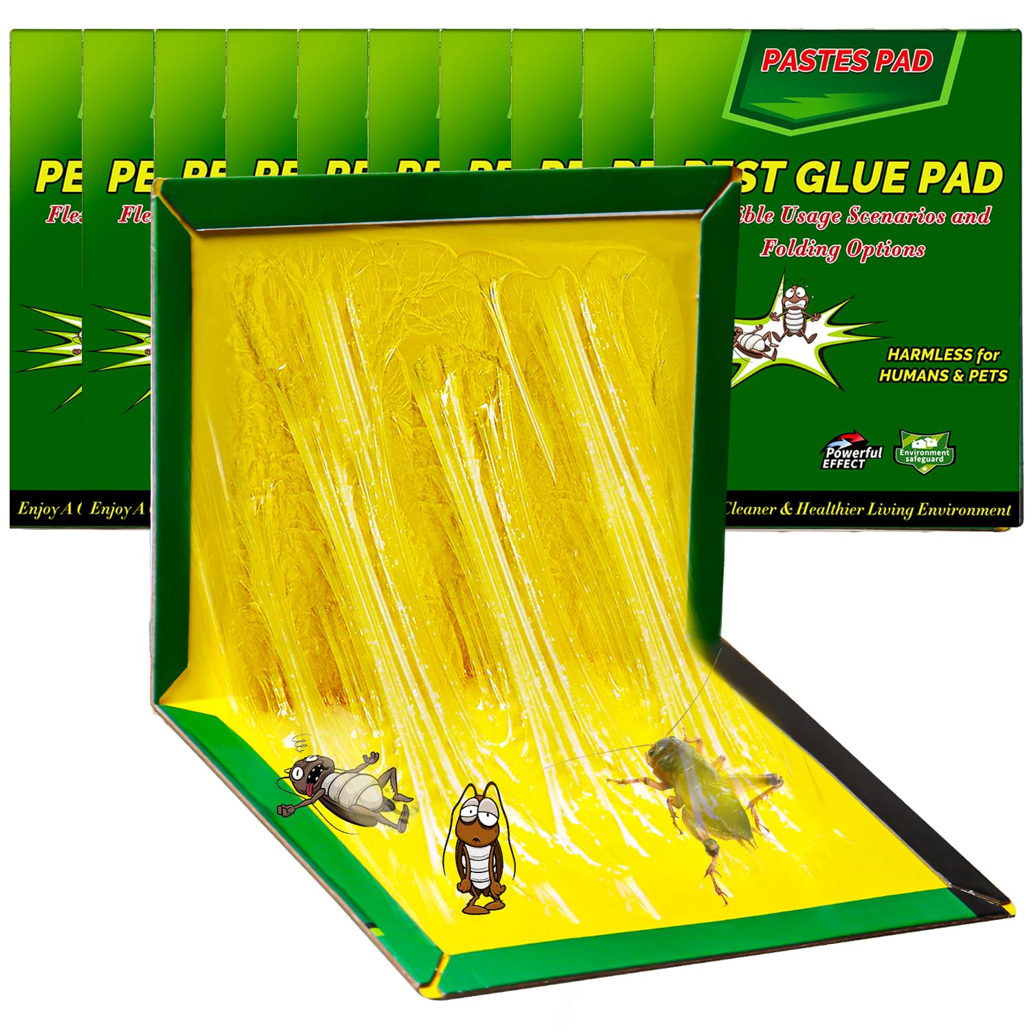 10 Pièges Collants Anti-Nuisibles 31.5 X 21 Cm - Adhésif Fort, Sans Produits Chimiques, Pour Souris, Insectes, Cafards - Usage Intérieur/Extérieur - 4