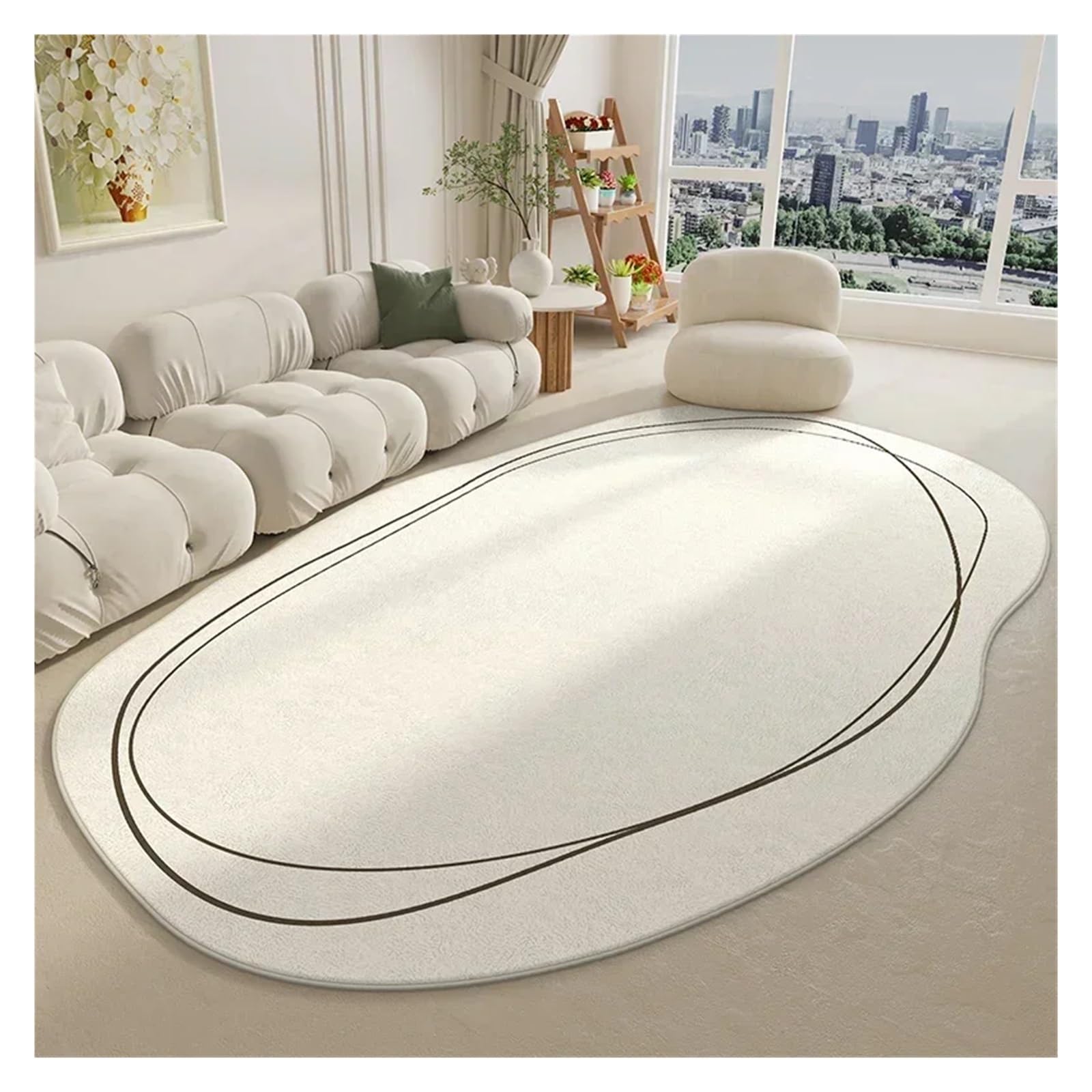 Tapis sol blanc 140x200cm pour descente de lit et salon shaggy