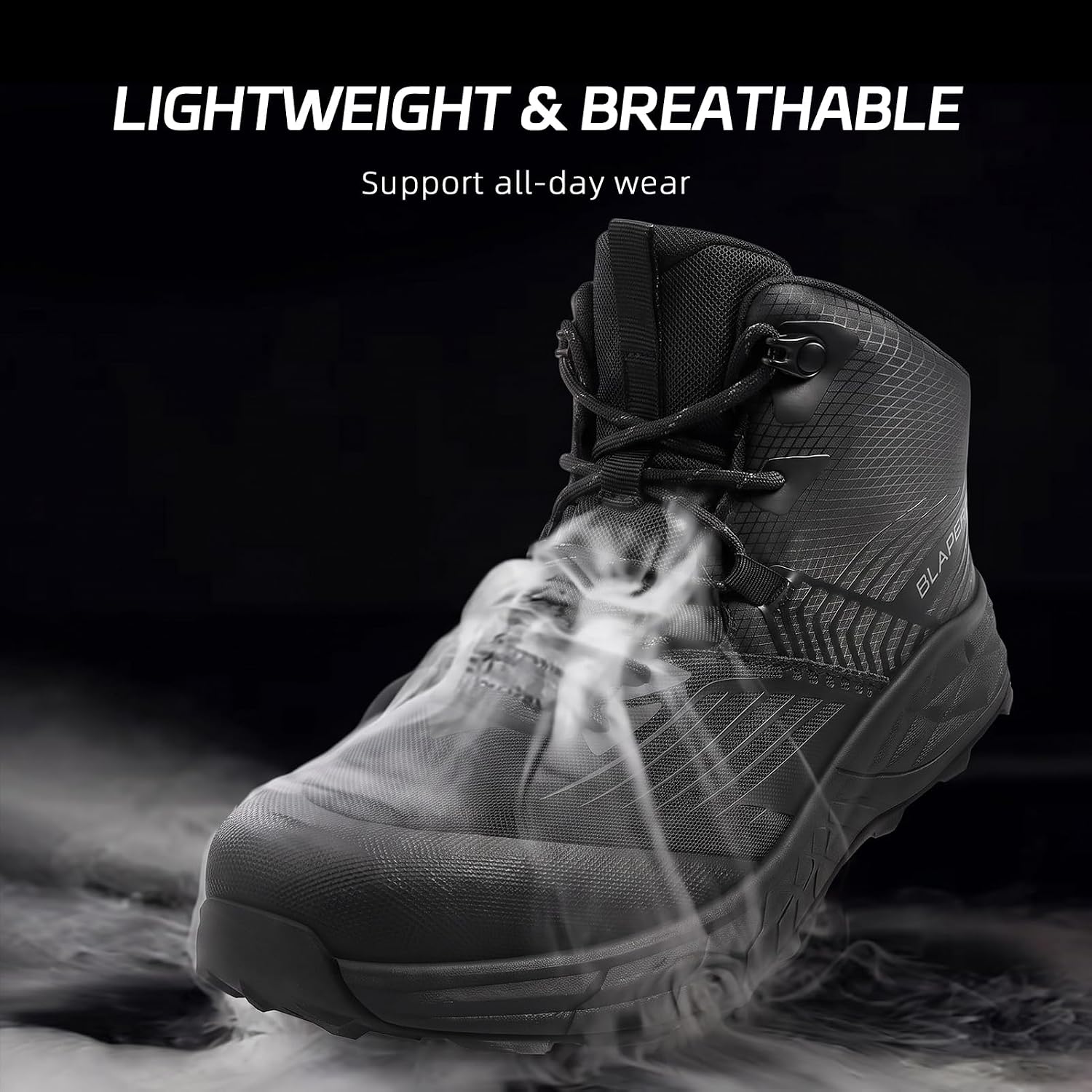 Blapek Steel Toe Work Boots for Men, Slip Resistant & Puncture Resistant