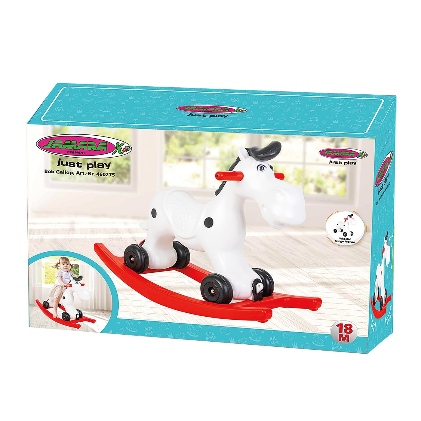JAMARA 460275 - Cavallo a Dondolo Bob Gallop con Ruote e Pattini
