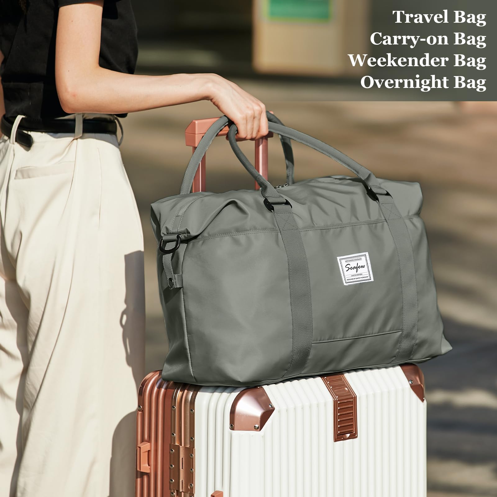 SZLX Ryanair Cabin Bag 40x30x20 Duffel Bag, Ryanair Airlines Cabin Bag 40x20x25 Underseat Foldable Travel Duffel Bag Holdall Tote Carry on Hand Luggage Overnight for Women and Men(Olive Green) — view 9