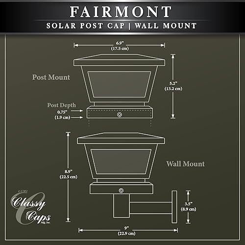 Miniatura 9 de Classy Caps Fairmont FS100W - Tapa solar para poste, color blanco, alto rendimiento, eficiencia energética, resistente a la intemperie, duradera,
